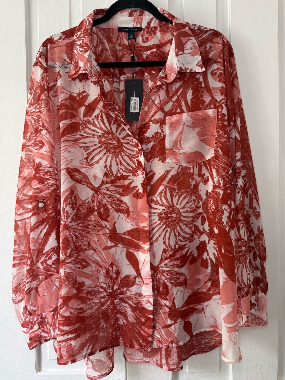 Tommy Hilfiger 2pc Set: Tropical Floral Blouse & Coordinating Eyelet Tank - 1X - Picture 4 of 13